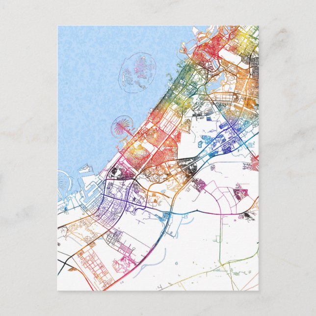 Dubai UAE City Map Postkarte (Vorderseite)