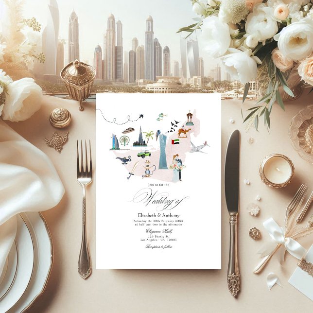 Dubai UAE Hochzeit in Urlaubsort Einladung (Dubai UAE Destination Wedding Invitation)