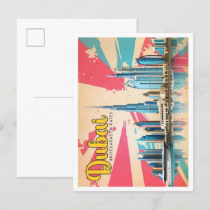 Dubai UAE Pop Art Travel Illustration Postkarte