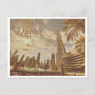 DUBAI UAE RETRO - BURJ KHALIFA POSTKARTE