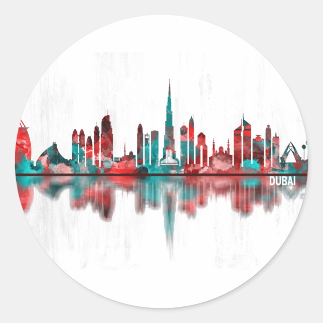 Dubai UAE Skyline Runder Aufkleber (Vorderseite)