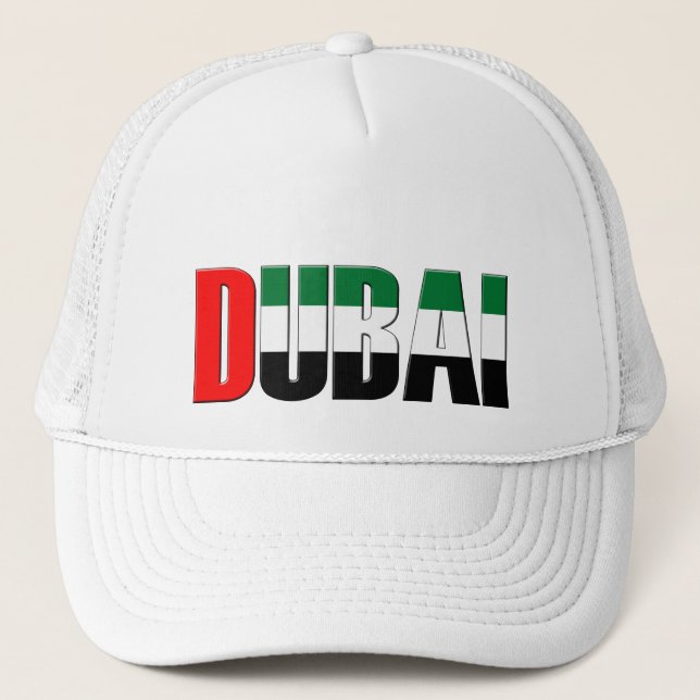 Dubai UAE Typografie Nur eleganter Text Truckerkappe (Vorderseite)