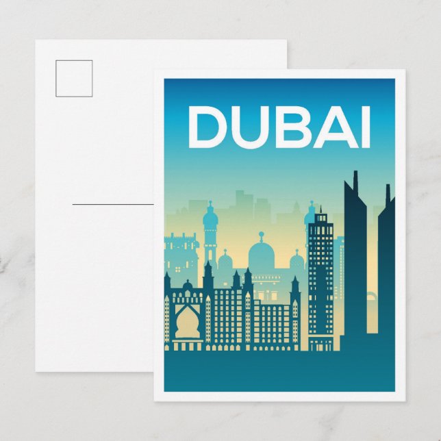 Dubai Uni Arab Emirates Kunstreise Illustration Postkarte (Vorne/Hinten)