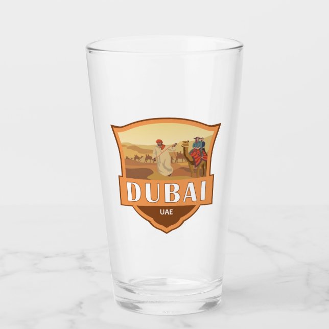Dubai United Arab Emirates Desert Safari Retro Glas (Vorderseite)