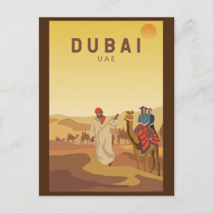 Dubai United Arab Emirates Desert Safari Retro Postkarte