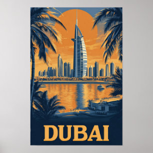 Dubai United Arab Emirates Illustration Travel Poster