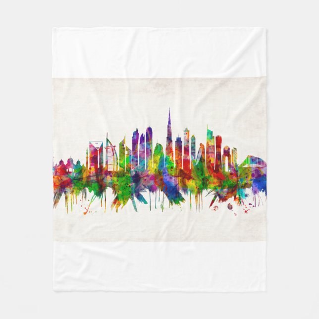 Dubai United Arab Emirates Skyline Fleecedecke (Vorderseite)