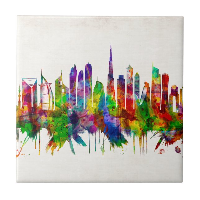 Dubai United Arab Emirates Skyline Fliese (Vorderseite)