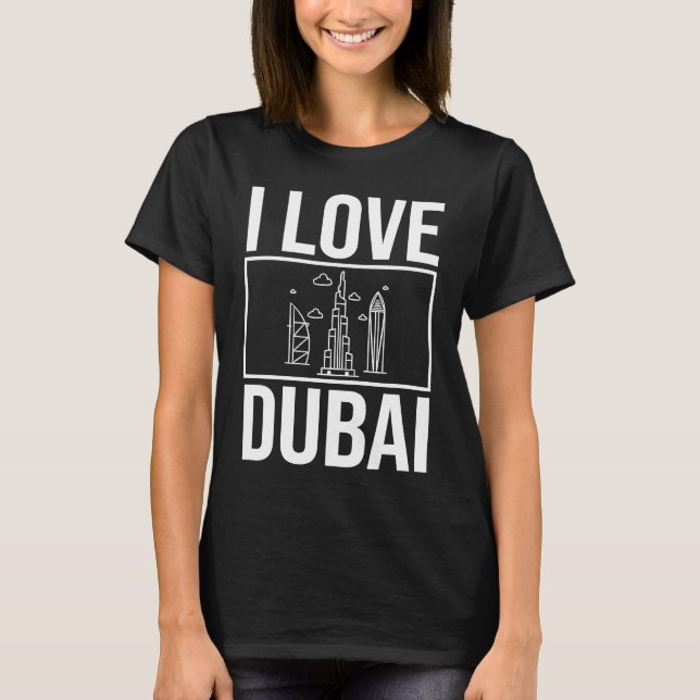 Dubai United Arab Emirates Uae City Skyline Map Tr T-Shirt (Vorderseite)