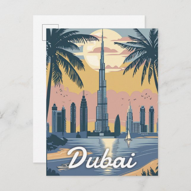 Dubai United Arab Emirates Vintage Travel Postkarte (Vorne/Hinten)