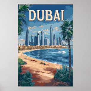 Dubai VAE Kunst Vintage-Illustration Reise Poster