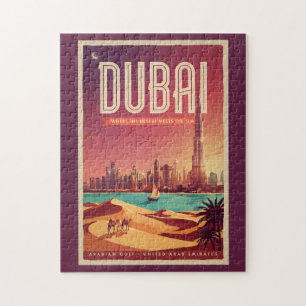 Dubai Vereinigte Arabische Emirate Nacht Skyline I Puzzle