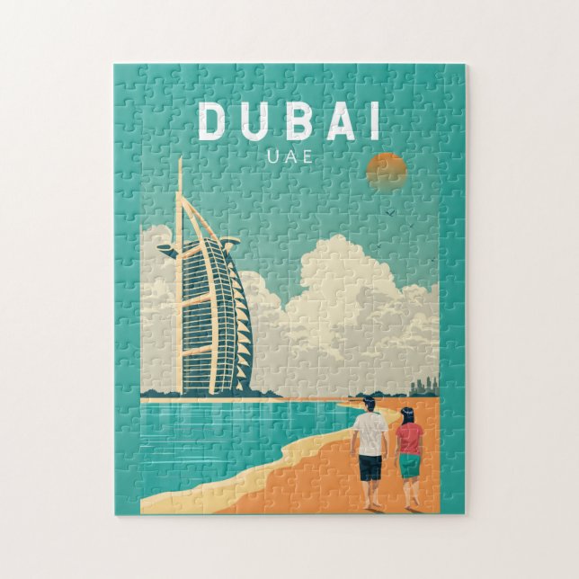 Dubai Vereinigte Arabische Emirate Retro Travel Ar Puzzle (Vertikal)