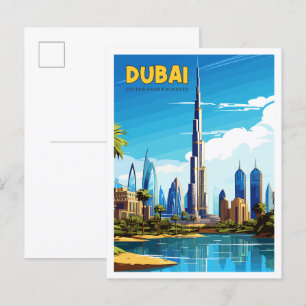 Dubai Vereinigte Arabische Emirate Vintage Reise Postkarte
