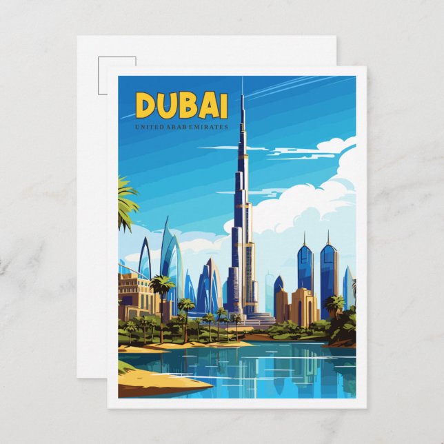 Dubai Vereinigte Arabische Emirate Vintage Reise Postkarte (Vorne/Hinten)
