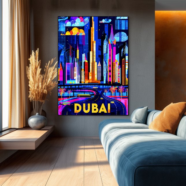 Dubai Vibrant Skyline - Geometric Citycape Art Poster (Von Creator hochgeladen)