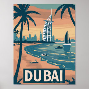 Dubai Vintag Famous Travel Place Poster
