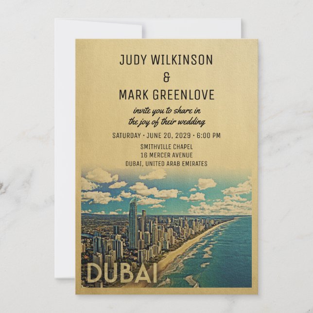 Dubai Wedding Einladung Vintag Mitte des Jahrhunde (Vorderseite)