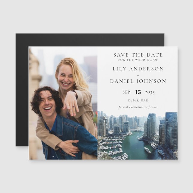 Dubai Wedding Photo Save The Date Magneteinladung (Vorne/Hinten)