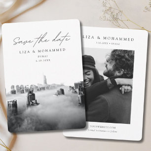 Dubai Wedding Save the Date Black & White Class Einladung