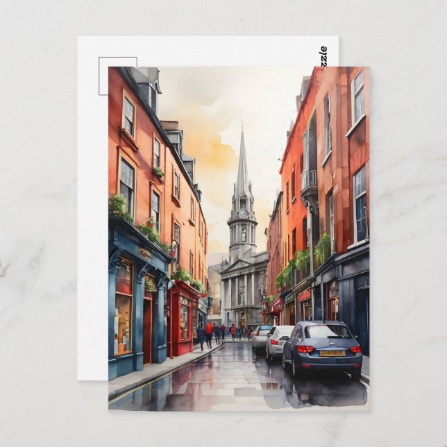 Dublin Aqucolor Art Postkarte (Vorne/Hinten)
