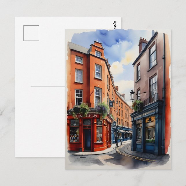 Dublin Aqucolor Art Postkarte (Vorne/Hinten)