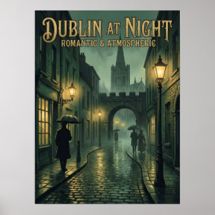 Dublin bei Nacht Gothic Reiseplakat, Düster Melanc Poster