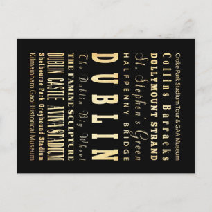 Dublin City of Ireland Typografy Art Postkarte