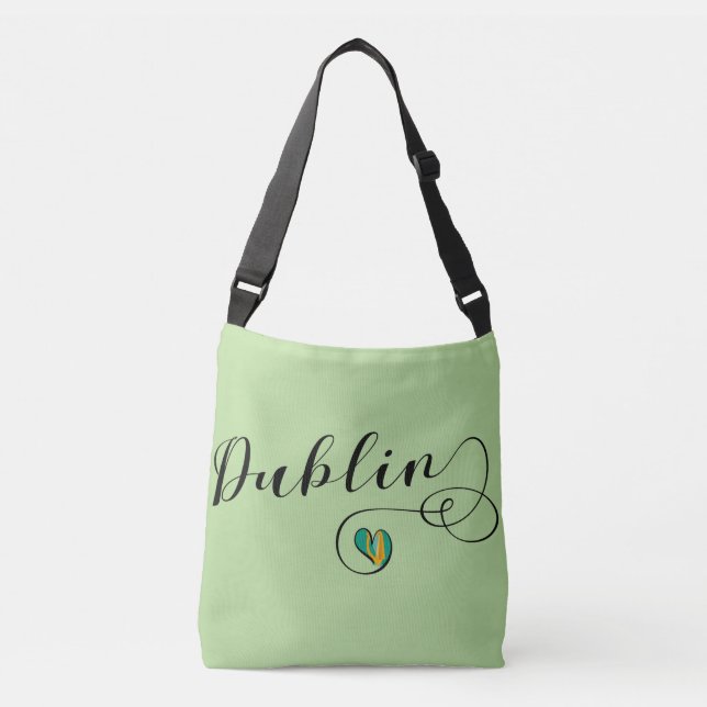 Dublin-Herz-kundengerechte Tasche, Irland-Iren Tragetaschen Mit Langen Trägern (Vorderseite)