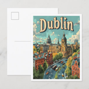 Dublin Ireland Classic Art Retro Vintage Travel Postkarte