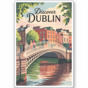 Dublin Ireland Illustration Travel Art Vintag Aufkleber