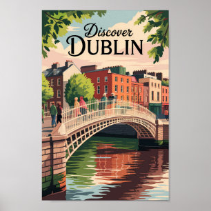 Dublin Ireland Illustration Travel Art Vintag Poster