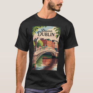 Dublin Ireland Illustration Travel Art Vintag T-Shirt