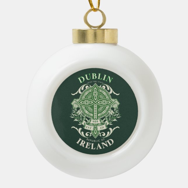 Dublin Ireland Irish Celtic Cross Keramik Kugel-Ornament (Vorderseite)