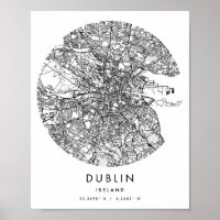 Dublin Ireland Minimal Modern Circle Street Karte