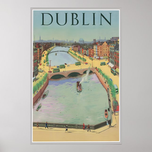 Dublin Ireland Poster Vintage Travel Print (Vorne)