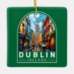 Dublin Ireland Reisen Art Vintag Keramikornament<br><div class="desc">Dublin Retro Vektor Reise Design. Zu den historischen Gebäude des Hauses zählen das Schloss von Dublin,  das im 13. Jahrhundert verabredet wurde,  und die imposante Kathedrale von St. Patrick,  die 1191 gegründet wurde.</div>