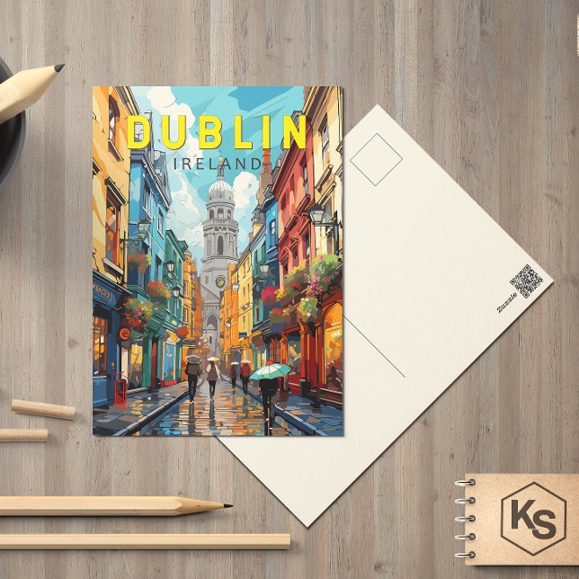 Dublin Ireland Reisen Art Vintag Postkarte (Von Creator hochgeladen)