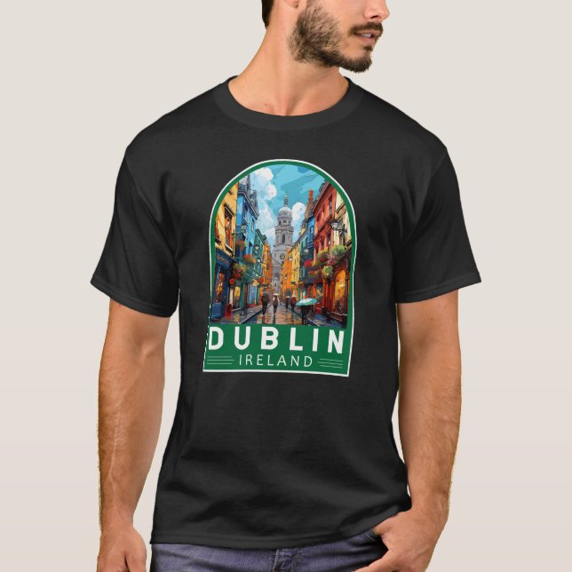 Dublin Ireland Reisen Art Vintag T-Shirt (Vorderseite)