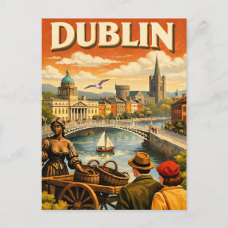 Dublin Ireland Vintage Travel Postkarte