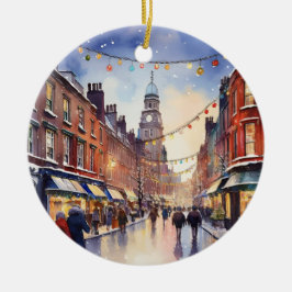 Dublin Ireland Watercolor Keramik Ornament