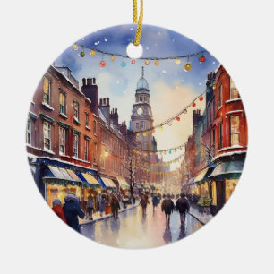 Dublin Ireland Watercolor Keramik Ornament