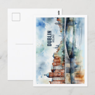 Dublin Irland Berühmter Reiseort Aquarell Postkarte