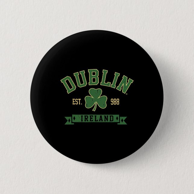 Dublin Irland Clover Leaf Kleeblatt St Patricks Da Button (Vorderseite)