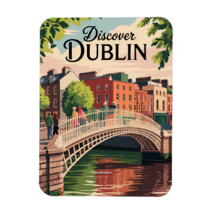 Dublin Irland Illustration Reise Kunst Vintage Magnet