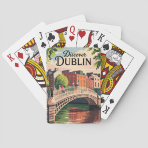Dublin Irland Illustration Reise Kunst Vintage Spielkarten