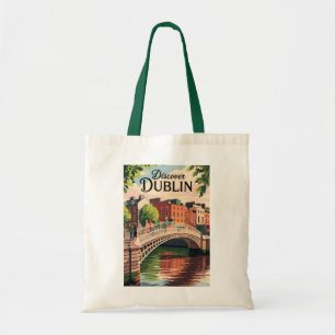 Dublin Irland Illustration Reise Kunst Vintage Tragetasche