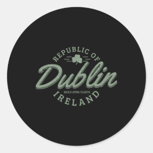 Dublin Irland Kleeblatt Irischer St. Patricks Tag Runder Aufkleber
