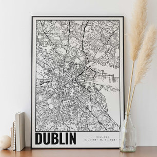 Dublin Irland Minimalistische Karte Poster