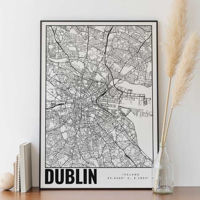 Dublin Irland Minimalistische Karte Poster (Von Creator hochgeladen)